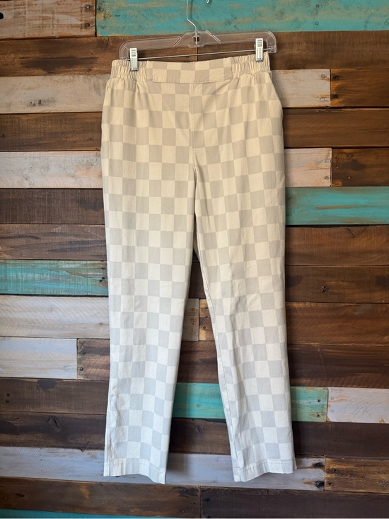 LuLaRoe Pants - LuLaRoe Lena Work-Leisure Pant Off White Checker High Rise Straight Leg | Size M